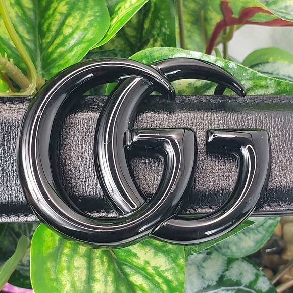 Gucci Black Leather Metal GG Logo Buckle AUTHENTIC 4 CM Unisex - Picture 4 of 12